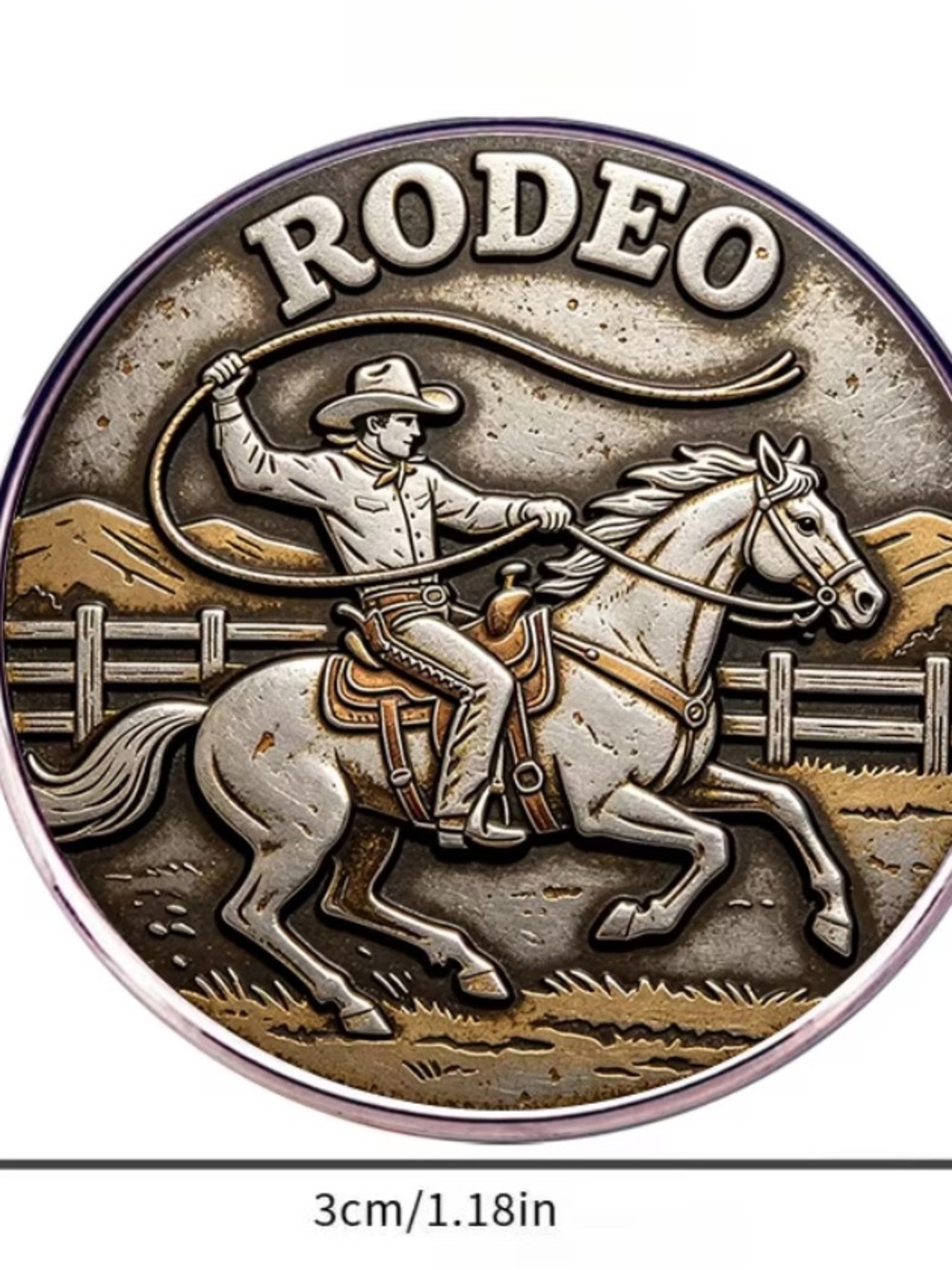 WESTERN Rodeo Roping Cowboy Enamel Pin - Picture 2 of 6